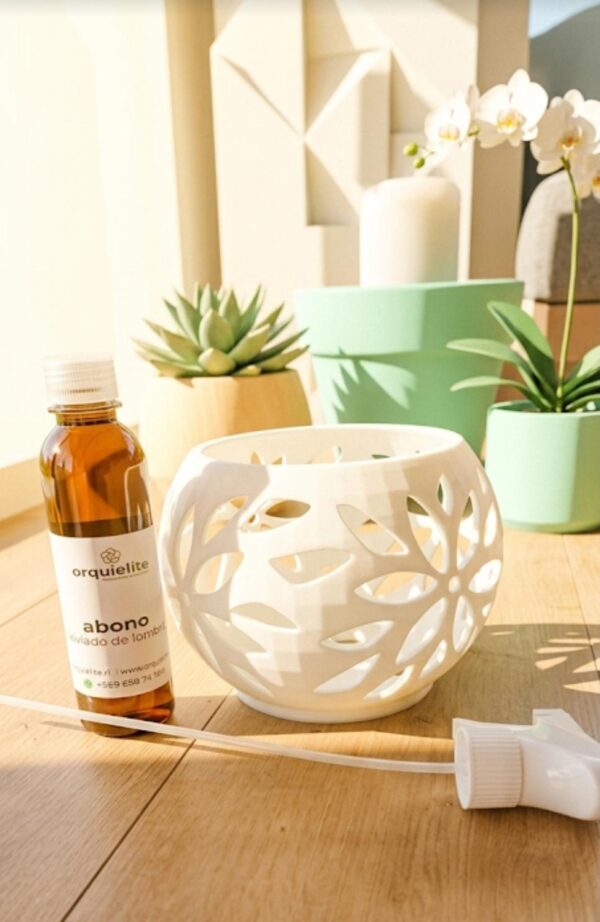 Maceta linea Flo blanca orquideas grandes +abono organico 250ml (envio gratis desde v a x region)