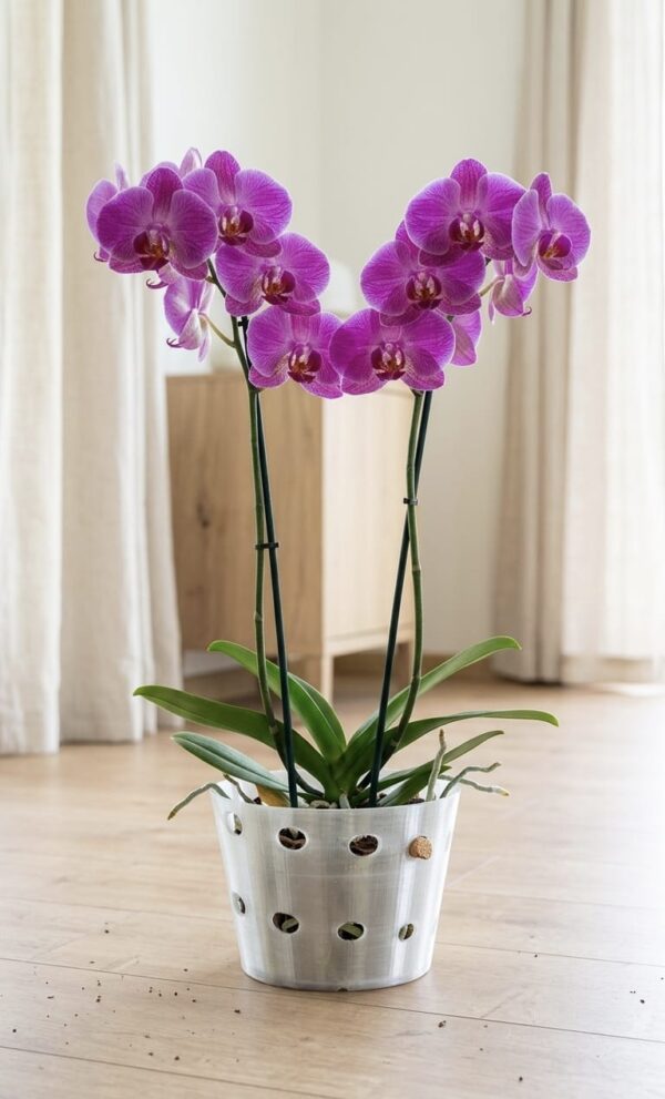 Maceta para orquideas grandes linea Lux color transparente